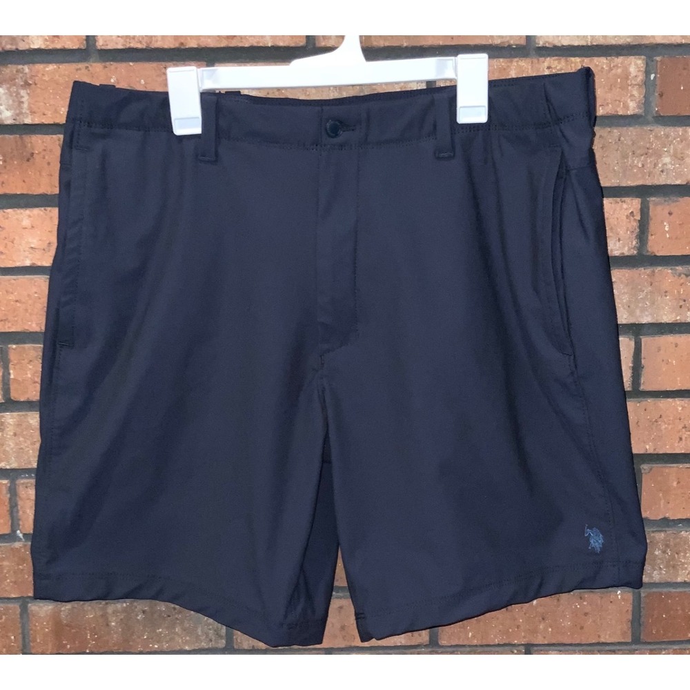 US Polo Assn Mens Performance Golf Shorts Navy Blue Flat Front Active Size 40